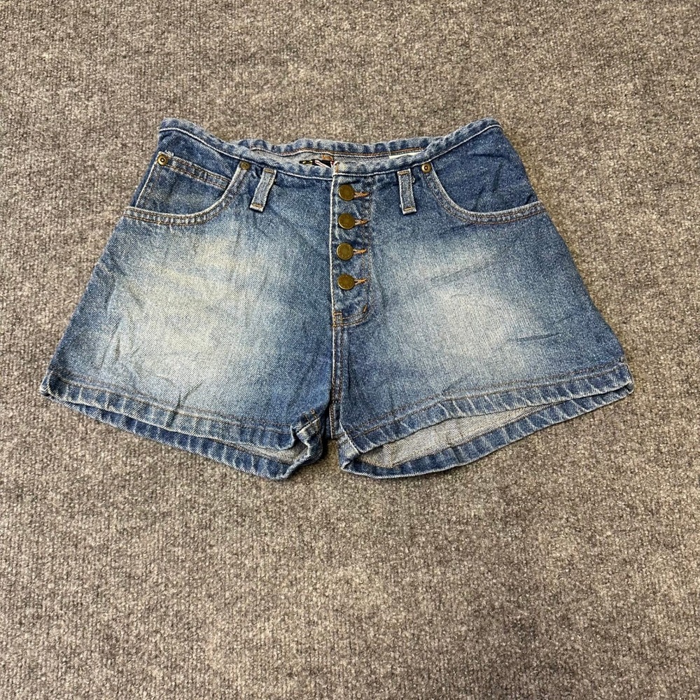 London Blues Denim Shorts Womens Size 5 Blue Button Fly High Waisted